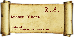 Kremer Albert névjegykártya
