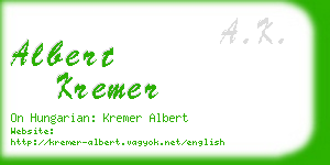 albert kremer business card